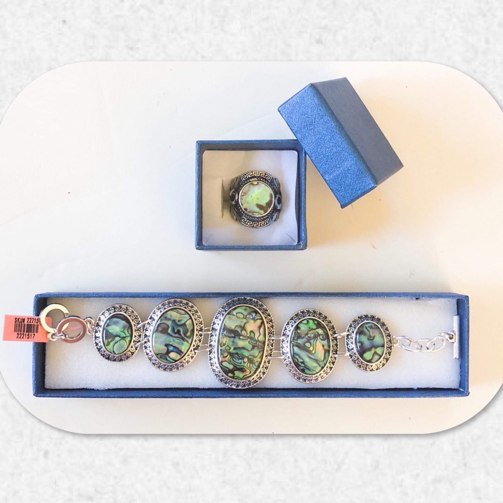 Abalone Shell Bracelet/Ring Set